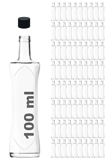 Afracam 100 ml Transparent Pyramid Sauce Bottle - Black Lid, 80 Glass Bottles