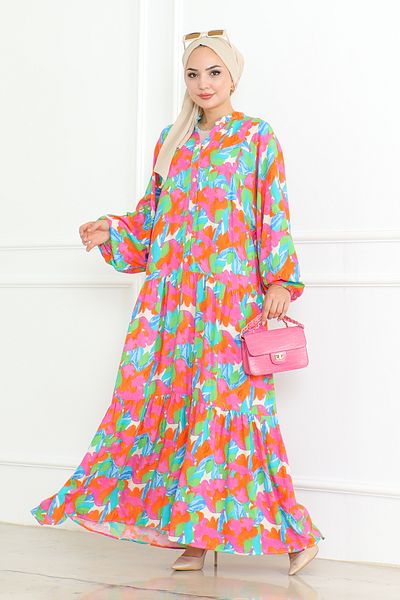 MODAQU Φούξια Magnolia Hijab Viscose Φόρεμα - 6064