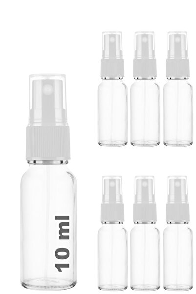 Afracam 10 ml Şeffaf Kapaklı Beyaz Sprey 10 Cc Fısfıs Kolonya Dezenfektan Cam...