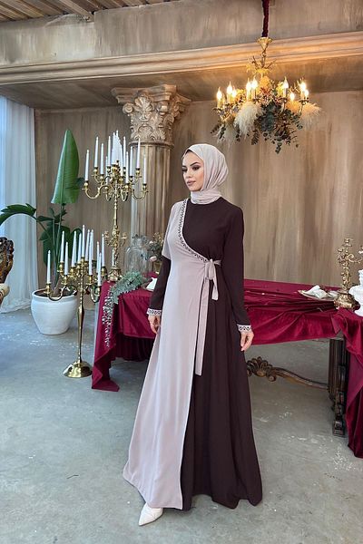 Berel Moda Rochie de seara Haseki Bitter Maro-Bej