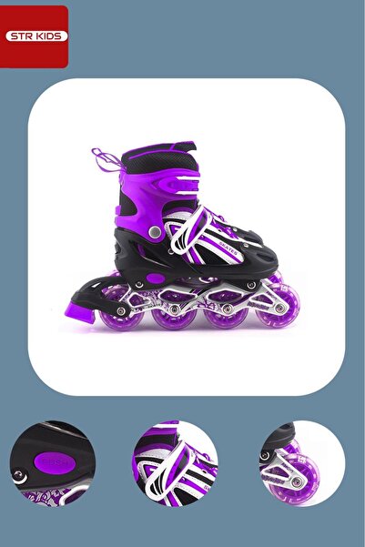 E-LİFE HOME Işıklı Silikon Teker Numara Ayarlanabilir Alüminyum Gövde Çocuk A...