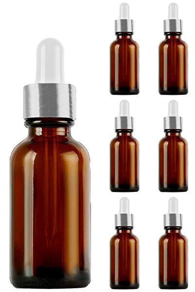 Afracam 100 ml Amber Cam Damlalık Serum Şişesi 100 Cc Gümüş Metal Kapaklı Kah...