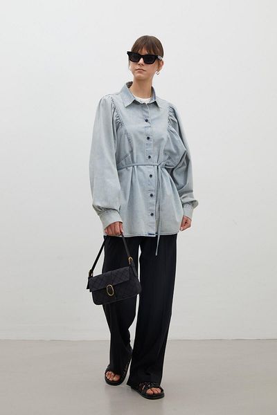 Manuka Jeanshemd mit Balony-Ärmeln, Hellblau