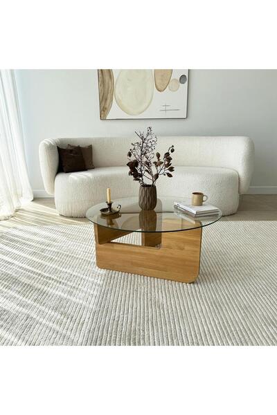 NEOstill - Mia Masif Sehpa / Meşe & Şeffaf Cam