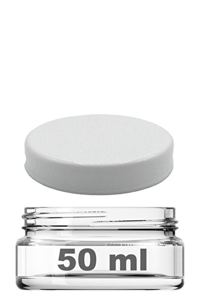 Afracam 50 ml Transparent Glass Cream Jar with White Lid and Inner Lid, 1 Piece