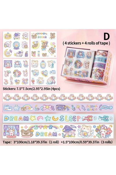 esdekor Original Paper Tape - Cartoon Daily Paste Material Film DIY Daily 1 Set