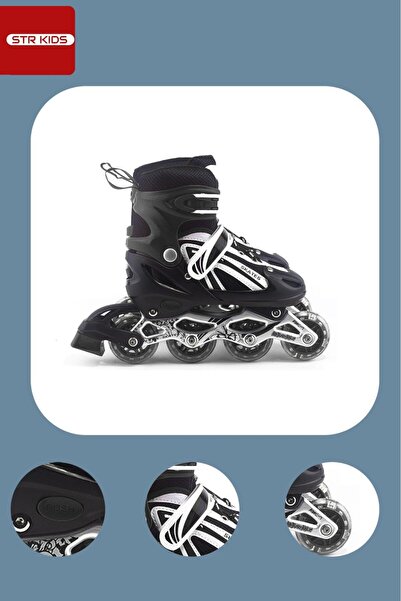 E-LİFE HOME Işıklı Silikon Teker Numara Ayarlanabilir Alüminyum Gövde Çocuk A...