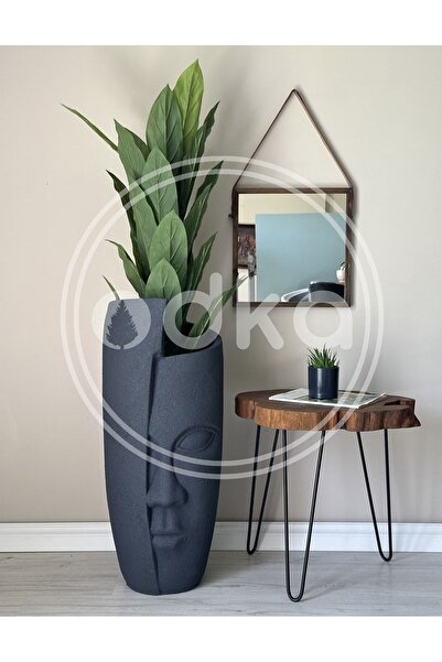 odka Yarım Yüz Fiber Saksı 88cm X35cmX50cm Antrasit Renk