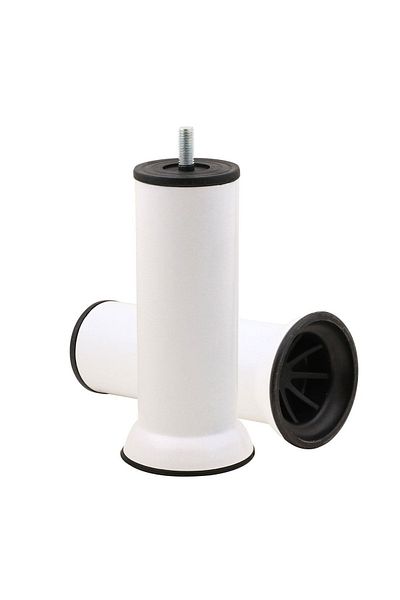 Badem10 Picioare din metal alb - șuruburi M8, înălțime 15 cm, scaun de canapea și pat de bază