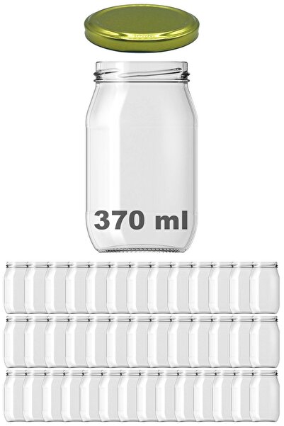 Afracam 370 ml Metal Gold Konserve Kapaklı 370 Cc Şeffaf Cam Kavanoz 40 Adet