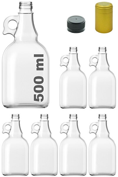 Afracam 500 مل جالون شفاف - زجاجة زجاجية فارغة بقفل وغطاء وغطاء، 6 قطع