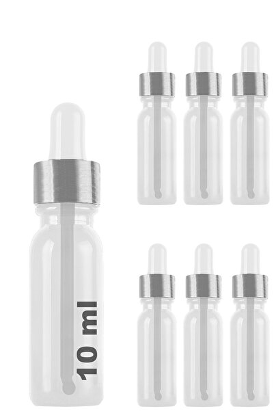 Afracam 10 ml Şeffaf Cam Damlalık Serum Şişesi 10 Cc Gümüş Metal Kapaklı Beya...
