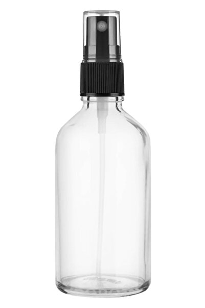 Afracam 50 ml Şeffaf Kapaklı Siyah Sprey 50 Cc Fısfıs Kolonya Dezenfektan Cam...