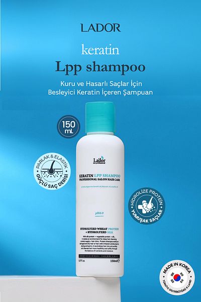 Lador LADOR Keratin Lpp Shampoo, 150 ml - αναζωογονητικό σαμπουάν για εξασθενημένα, ταλαιπωρημένα και θαμπά μαλλιά
