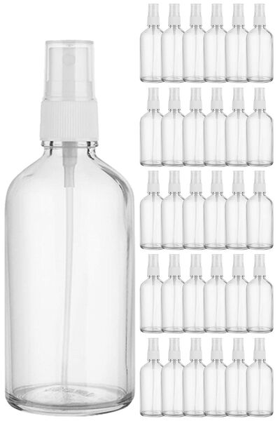 Afracam 50 ml Şeffaf Kapaklı Beyaz Sprey 50 Cc Fısfıs Kolonya Dezenfektan Cam...