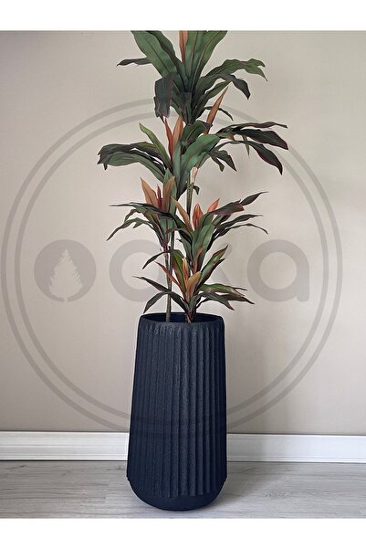 odka Oyuklu Büyük Boy Fiber Saksı Siyah Renk 70cm X32cmx40cm