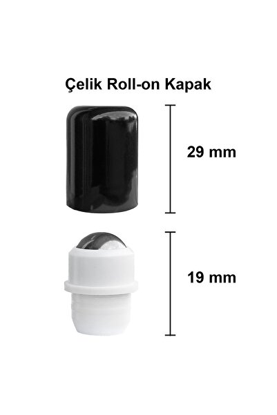 Afracam 20 ml Amber Çelik Roll On Şişesi 20 Cc Sızdırmaz Siyah Kapaklı Kahverengi Cam Şişe 6 Adet