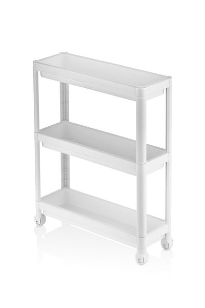 Minty Life 3-tier Rolling vesken Shelf - Kitchen and Bathroom Shelf, Service Table Organizer (white)