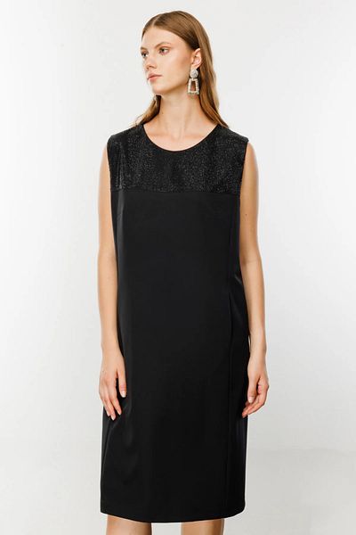 Ekol Stone Detailed Plus Size Midi Women's Dress 4598 - Black
