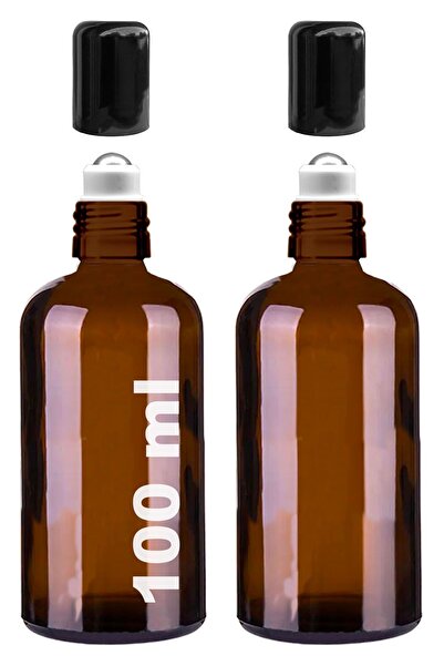 Afracam 100 ml Amber Çelik Roll On Şişesi 100 Cc Sızdırmaz Siyah Kapaklı Kahv...