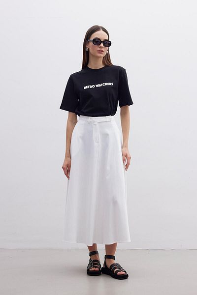 Manuka Ecru Flared Skirt - Belted Model