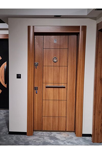 Tezdoor Celik Kapi, Tırnaklı Sistem Çelik Kapı, Ahşap Kaplamalı Düz Model Sağ...