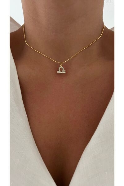 Vi store Altın Kaplama Terazi Burcu Sembol Kolye