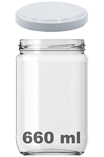 Afracam 660 ml Metal Beyaz Konserve Kapaklı 660 Cc Şeffaf Cam Kavanoz 1 Adet