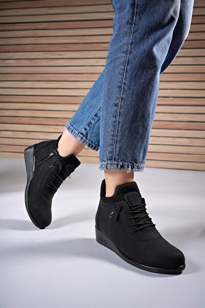 Riccon Anne Lastikli Bot 0012700 Mat Siyah