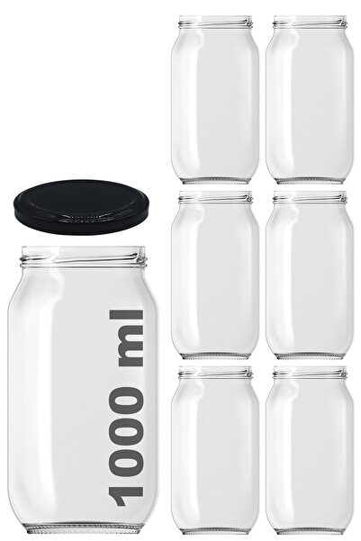 Afracam 1000 مل غطاء معدني أسود 1000 سم مكعب برطمان زجاجي شفاف من باشابتشي 6 قطع