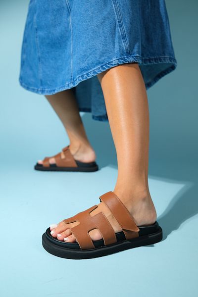 LuviShoes Dámske papuče MORTE z pravej kože – hnedá pokožka