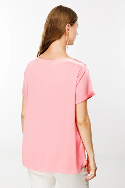 Ekol Μπλούζα σατέν με ένα κουμπί 1640 - Ροζ