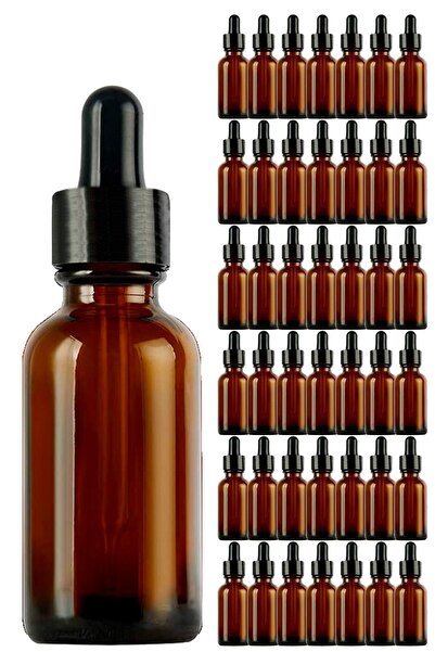 Afracam 20 ml Amber Cam Damlalık Serum Şişesi 20 Cc Siyah Metal Kapaklı Kahve...