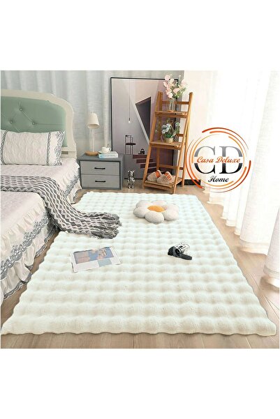 Casa Deluxe Home Bubble Puffy Peluş Halı Tavşan Tüyü Kaymaz Makinede Yıkanabi...