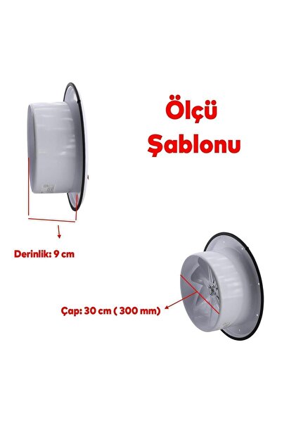 Badem10 Vantilatör 300 Mm Banyo Wc Işyeri Havalandırma Aspiratörü Fanı Kirli Hava Kötü Koku Metal