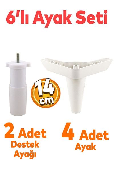 Badem10 Aspen Set 6 Mobilier Unitate TV Canapea extensibilă Fotoliu Baza de canapea Suport picioare 14 Cm Alb M8