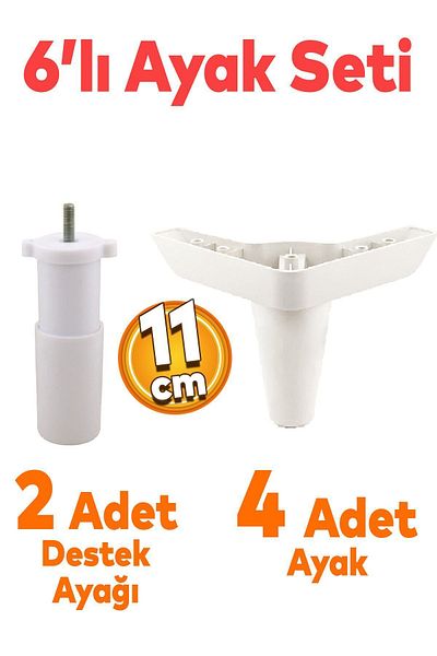Badem10 Aspen Set 6 Mobilier Unitate TV Canapea Canapea Fotoliu Baza Suport Picior Picioare 11 Cm Picior Alb