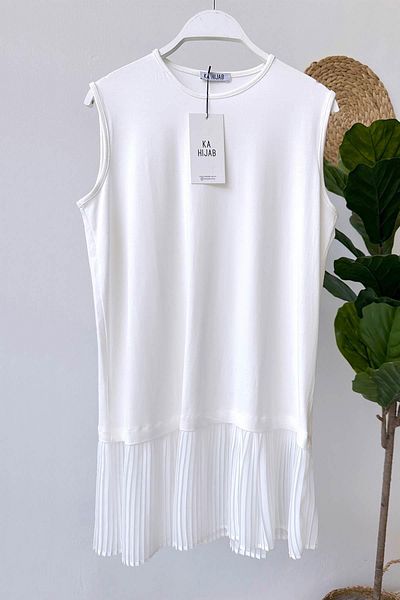 Ka Hijab Εσώρουχα Tunic Λεπτομέρεια από Τούλι - Λευκό