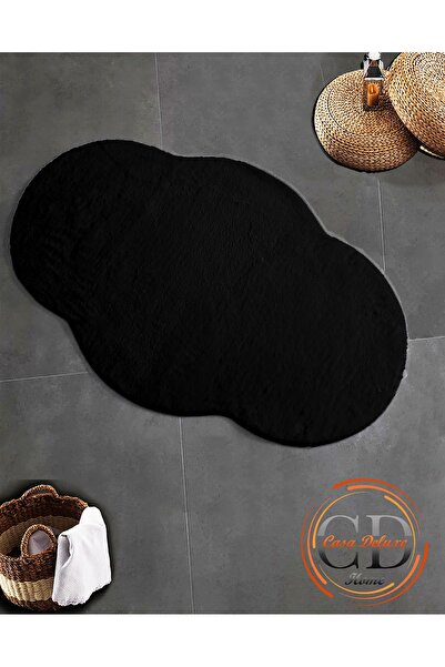 Casa Deluxe Home Tekli Siyah (80X120) Peluş Post Yumuşak Banyo Halısı Yıkanab...
