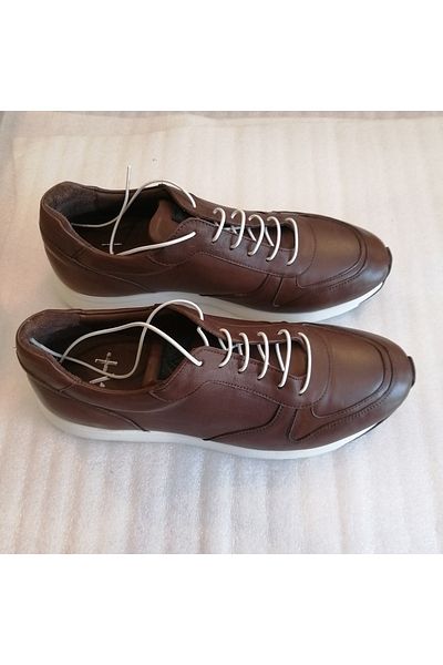 SailLakers Men's Oxford Shoes - Genuine Calf Leather, Brown Laced, Serrated, Non-Slip Rubber Sole