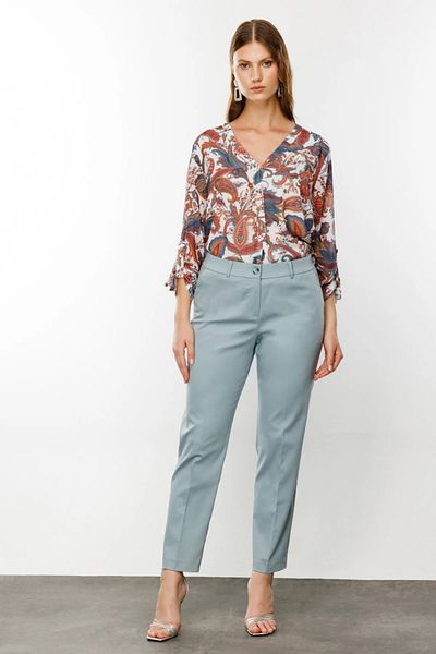 Ekol Pantaloni skinny albaștri cu buzunare de mărime mare - 3094