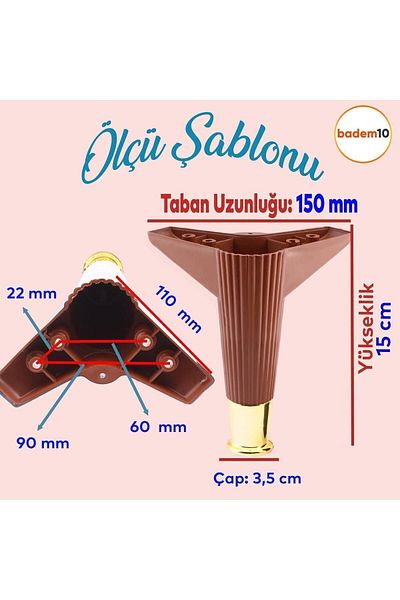 Badem10 Elista 15 Cm Nuc Aur Aur 8 Buc Mobilier Picior Canapea Masuta Tv Unitati Picioare Riser
