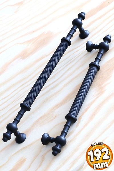 Badem10 Lemn de molid Negru Metal 192 Mm (19,2 CM) Mobilier Bucătărie Sertar Dulap Dulap Capac Mâner Mâner