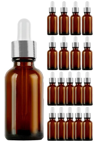 Afracam 20 ml Amber Cam Damlalık Serum Şişesi 20 Cc Gümüş Metal Kapaklı Kahve...