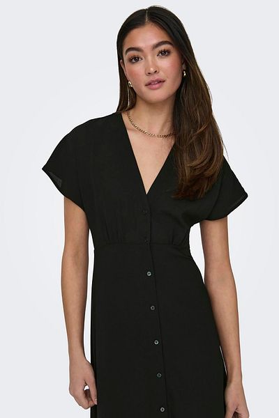ONLY Onlnova V Neck Μαύρο Μακρύ Φόρεμα - Κοντό μανίκι 15317640