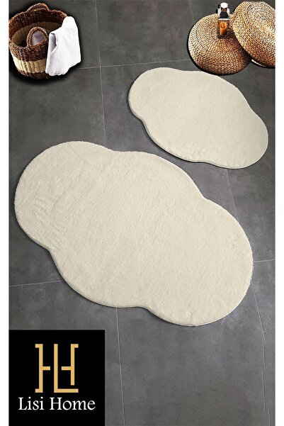 Cream Toilet Set 2-Piece (80X120-80X60) Plush Post Soft Washable Bathroom Rug