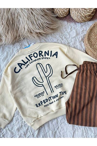 anonim Bohemian Coffee Striped Suit Set