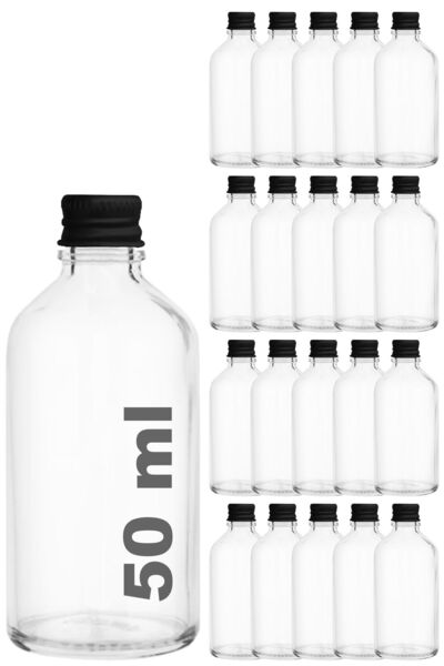 Afracam 50 ml Şeffaf Metal Siyah Kapak Shot Şişesi 50 Cc Kolonya Koku Hediyel...