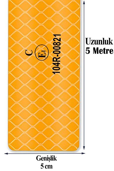 Badem10 Yellow Reflective Highlighter Strip Tape - Tuvturk Approved, 5 Meters, 5 cm Certificated Warning Tape