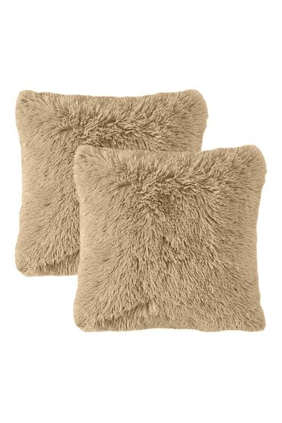 In House 2 Pieces Fur Decorative Cushion Set Soild Design - 45x45 cm